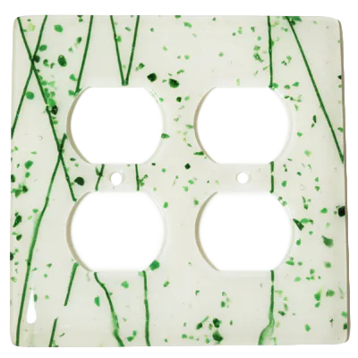 Green MG White 2 Gang Switchplate