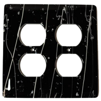 White MG Black 2 Gang Switchplate