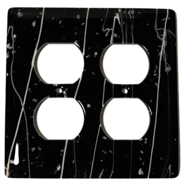 White MG Black 2 Gang Switchplate