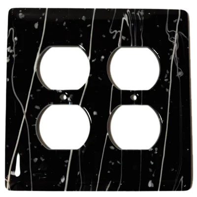 White MG Black 2 Gang Switchplate