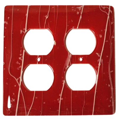 White MG, Red 2 Gang Switchplate