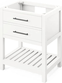 Wavecrest 30'' White Vanity, White Carrara Marble Vanity Top, undermount rectangle bowl VKITWAV30WHWCR