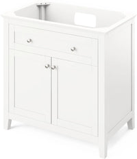 Chatham 36'' White Vanity, White Carrara Marble Vanity Top, undermount rectangle bowl VKITCHA36WHWCR