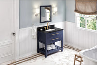 Wavecrest 36'' Hale Blue Vanity, Black Granite Vanity Top, undermount rectangle bowl VKITWAV36BLBGR