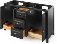 Cade 60'' Black Vanity, double bowl, Boulder Cultured Marble Vanity Top, two undermount rectangle bowls VKITCAD60BKBOR