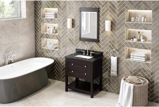 Astoria 30'' Espresso Vanity, Black Granite Vanity Top, undermount rectangle bowl VKITAST30ESBGR
