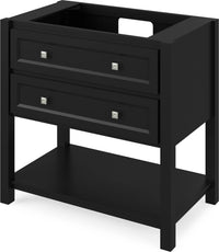 Adler 36'' Black Vanity, Boulder Cultured Marble Vanity Top, undermount rectangle bowl VKITADL36BKBOR