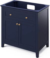 Chatham 36'' Hale Blue Vanity, Calacatta Vienna Quartz Vanity Top, undermount rectangle bowl VKITCHA36BLCQR