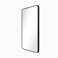 2nd Gen Metal Mirrors 22'' W x 1'' D x 30'' H Matte Black Rounded Rectangle Metal Frame Mirror VMIR-METR-22MB
