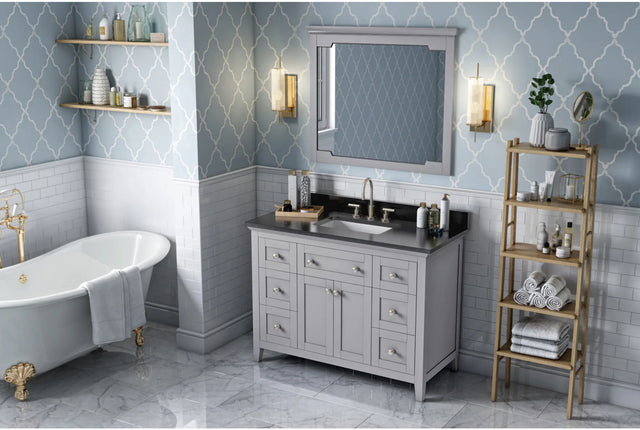 Chatham 48'' Grey Vanity, Black Granite Vanity Top, undermount rectangle bowl VKITCHA48GRBGR