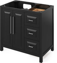 Cade 36'' Black Vanity, left offset, Boulder Vanity Cultured Marble Vanity Top, undermount rectangle bowl VKITCAD36BKBOR
