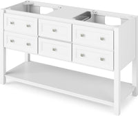 Adler 60'' White Vanity, double bowl, Calacatta Vienna Quartz Vanity Top, two undermount rectangle bowls VKITADL60WHCQR