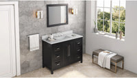 Cade 48'' Black Vanity, White Carrara Marble Vanity Top, undermount rectangle bowl VKITCAD48BKWCR