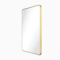2nd Gen Metal Mirrors 24'' W x 1'' D x 30'' H Brushed Gold Rounded Rectangle Metal Frame Mirror VMIR-METR-24BG