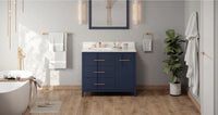 Katara 42'' Hale Blue Vanity, left offset, Calacatta Vienna Quartz Vanity Top, undermount rectangle bowl VKITKAT42BLCQR