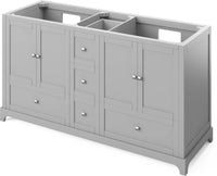 Addington 60'' Grey Vanity, double bowl, Boulder Cultured Marble Vanity Top, two undermount rectangle bowls VKITADD60GRBOR