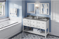 Adler 60'' White Vanity, double bowl, Steel Grey Cultured Marble Vanity Top, two undermount rectangle bowls VKITADL60WHSGR