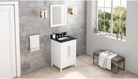 Cade 24'' White Vanity, Black Granite Vanity Top, undermount rectangle bowl VKITCAD24WHBGR