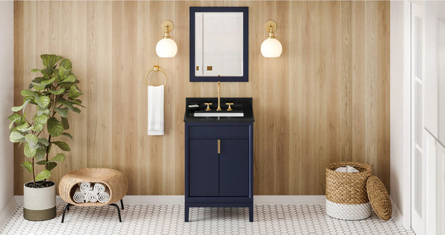 Theodora 24'' Hale Blue Vanity, Black Granite Vanity Top, undermount rectangle bowl VKITTHE24BLBGR