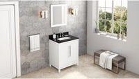 Cade 30'' White Vanity, Black Granite Vanity Top, undermount rectangle bowl VKITCAD30WHBGR