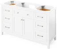 Chatham 60'' White Vanity, White Carrara Marble Vanity Top, undermount rectangle bowl VKITCHA60SWHWCR