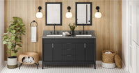 Theodora 60'' Vanity, double bowl, two undermount rectangle bowls