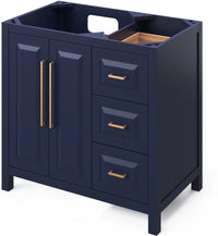 Cade 36'' Hale Blue Vanity, left offset, Steel Grey Cultured Marble Vanity Top, undermount rectangle bowl VKITCAD36BLSGR