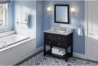Adler 36'' Black Vanity, White Carrara Marble Vanity Top, undermount rectangle bowl VKITADL36BKWCR