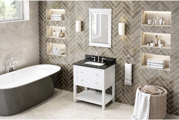 Astoria 30'' White Vanity, Black Granite Vanity Top, undermount rectangle bowl VKITAST30WHBGR
