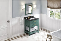 Wavecrest 30'' Forest Green Vanity, Black Granite Vanity Top, undermount rectangle bowl VKITWAV30GNBGR