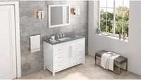 Cade 48'' White Vanity, Steel Grey Cultured Marble Vanity Top, undermount rectangle bowl VKITCAD48WHSGR