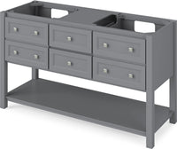 Adler 60'' Grey Vanity, double bowl, Steel Grey Cultured Marble Vanity Top, two undermount rectangle bowls VKITADL60GRSGR