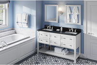 Adler 60'' White Vanity, double bowl, Black Granite Vanity Top, two undermount rectangle bowls VKITADL60WHBGR
