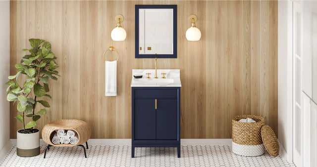 Theodora 24'' Hale Blue Vanity, Calacatta Vienna Quartz Vanity Top, undermount rectangle bowl VKITTHE24BLCQR