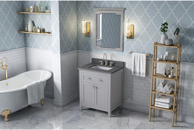 Chatham 30'' Grey Vanity, Boulder Cultured Marble Vanity Top, undermount rectangle bowl VKITCHA30GRBOR