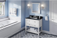 Adler 36'' White Vanity, Black Granite Vanity Top, undermount rectangle bowl VKITADL36WHBGR