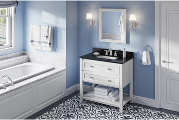 Adler 36'' White Vanity, Black Granite Vanity Top, undermount rectangle bowl VKITADL36WHBGR