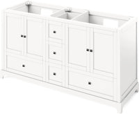 Addington 60'' White Vanity, double bowl, Black Granite Vanity Top, two undermount rectangle bowls VKITADD60WHBGR