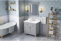 Chatham 36'' Grey Vanity, Calacatta Vienna Quartz Vanity Top, undermount rectangle bowl VKITCHA36GRCQR