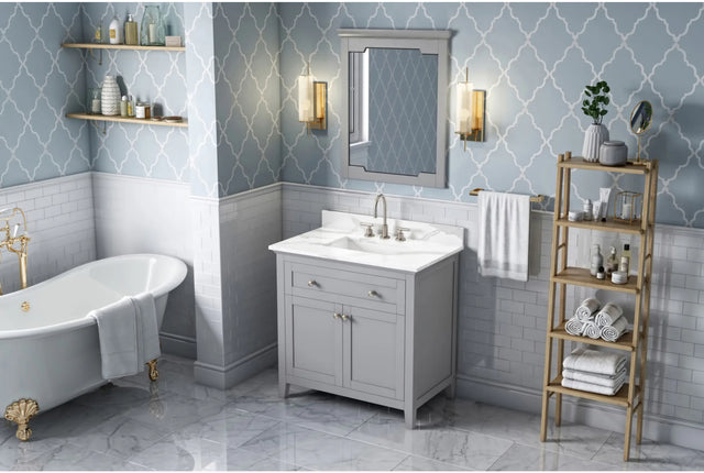 Chatham 36'' Grey Vanity, Calacatta Vienna Quartz Vanity Top, undermount rectangle bowl VKITCHA36GRCQR