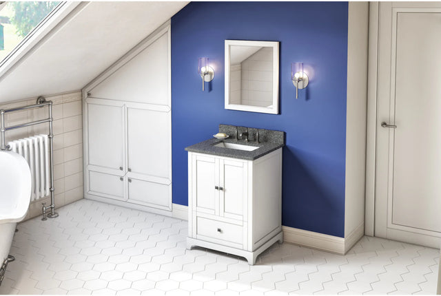 Addington 24'' White Vanity, Boulder Cultured Marble Vanity Top, undermount rectangle bowl VKITADD24WHBOR