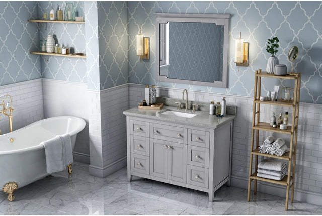 Chatham 48'' Grey Vanity, Steel Grey Cultured Marble Vanity Top, undermount rectangle bowl VKITCHA48GRSGR