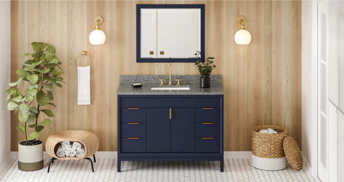Theodora 48'' Hale Blue Vanity, Boulder Cultured Marble Vanity Top, undermount rectangle bowl VKITTHE48BLBOR