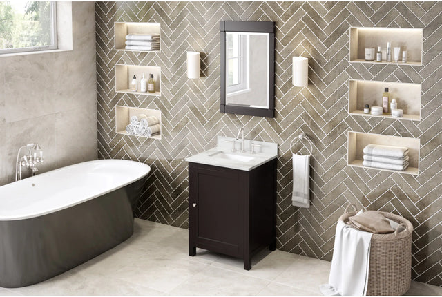 Astoria 24'' Espresso Vanity, Calacatta Vienna Quartz Vanity Top, undermount rectangle bowl VKITAST24ESCQR