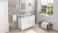 Cade 48'' White Vanity, White Carrara Marble Vanity Top, undermount rectangle bowl VKITCAD48WHWCR