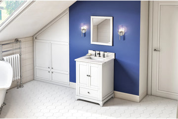 Addington 24'' White Vanity, Calacatta Vienna Quartz Vanity Top, undermount rectangle bowl VKITADD24WHCQR
