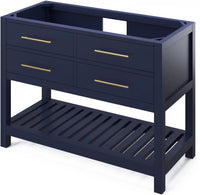 Wavecrest 48'' Hale Blue Vanity, Steel Grey Cultured Marble Vanity Top, undermount rectangle bowl VKITWAV48BLSGR