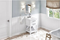 Wavecrest 24'' White Vanity, Calacatta Vienna Quartz Vanity Top, undermount rectangle bowl VKITWAV24WHCQR