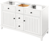Savino 60'' White Vanity, double bowl, Black Granite Vanity Top, two undermount rectangle bowls VKITSAV60WHBGR