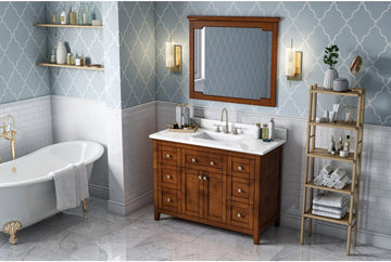 Chatham 48'' Chocolate Vanity, Calacatta Vienna Quartz Vanity Top, undermount rectangle bowl VKITCHA48CHCQR